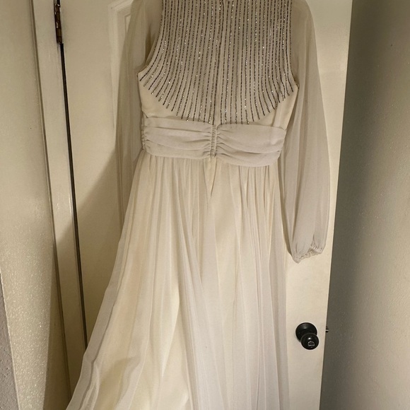 Jack Bryan Beaded Chiffon Dress - Sheer Sleeves With Beaded Bodice - Picture 6 of 14
